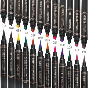 

1Pc Liquid Eyeliner Stamp Pen Matte Black Colorful Lazy Eyes Make Up Waterproof Quick Dry Blue Green Red Yellow Eye Liner Pencil