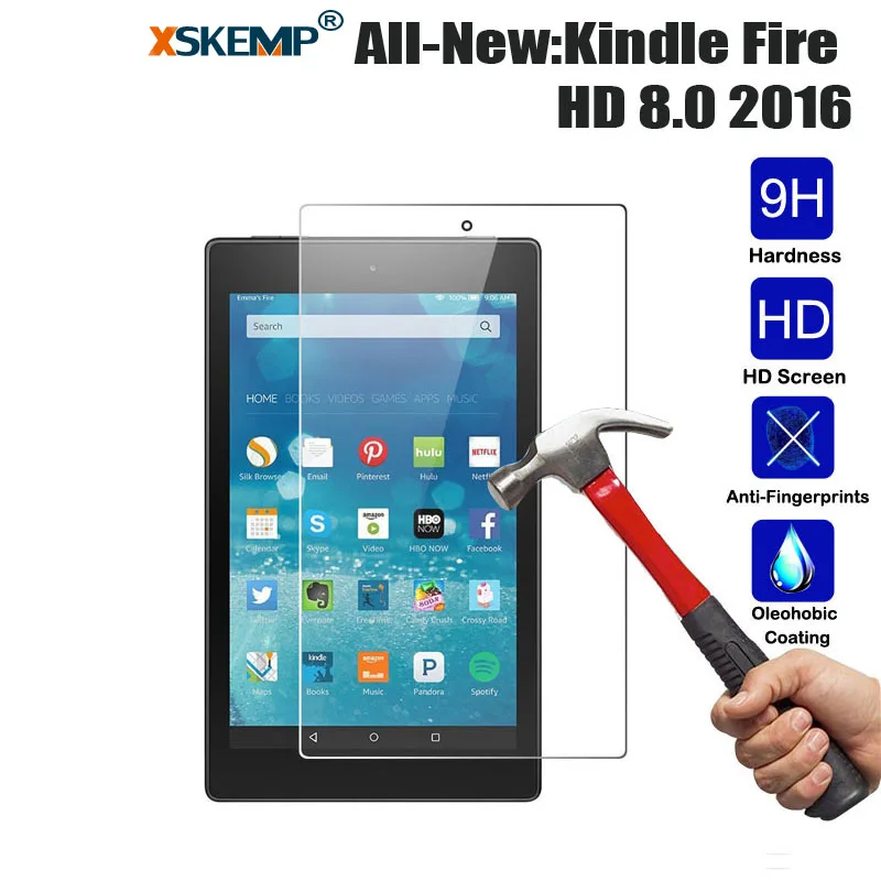 XSKEMP Экран протектор для всех-Новый: kindle Fire HD 8 0 2016 Anti-Explosion Ultra Clear ЖК-дисплей Tablet