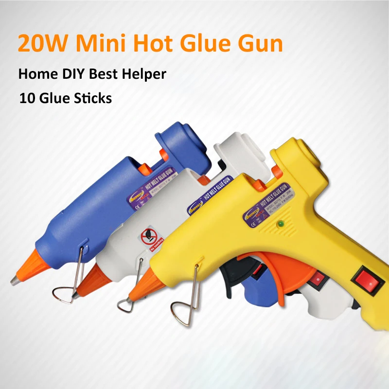 

20W Mini Hot Glue Gun Small Electric Melting Tool for HOME DIY Children Craft Toys with Power Switch 7mm Glue Sticks 10pcs