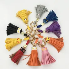 Creative Fringed Genuine Leather Pendant Crystal Button Bag Fittings Women Handbag Keyring Crystal Bag Accessory