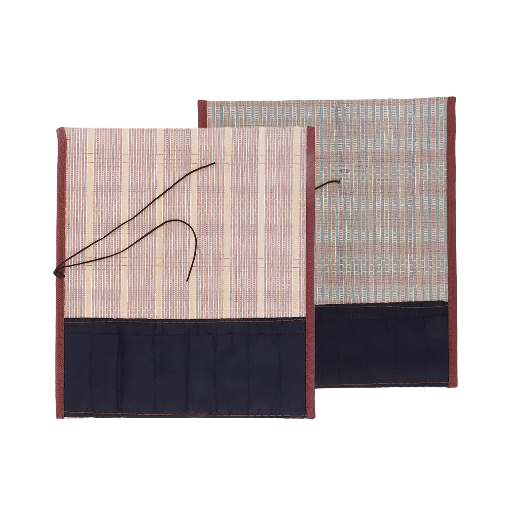 1Pcs Portable Pen Roll-up Pouch Chinese Bamboo Writing Brush Roll Bag Holder Case Pouch Calligraphy Tools
