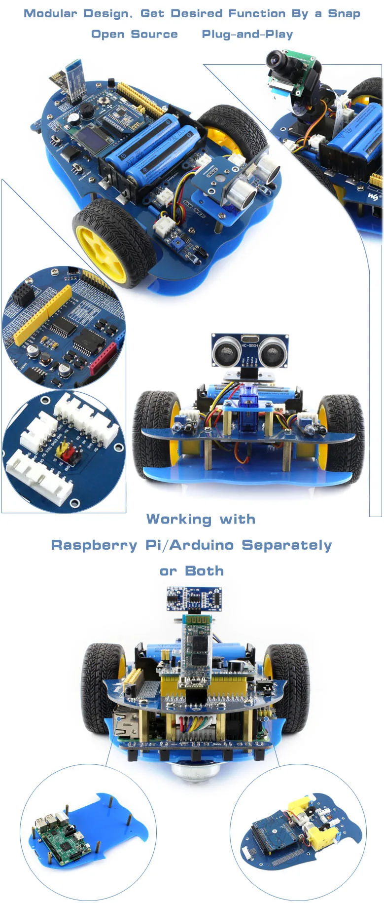 Waveshare AlphaBot робот строительный комплект умный автомобиль комплект для Raspberry Pi 3 Model B+(B Plus) включает Raspberry Pi 3 Model B+ камера