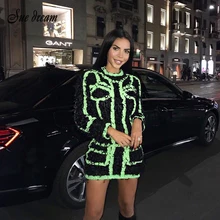 Новинка, женская тонкая Модная элегантная куртка с длинными рукавами и круглым вырезом, с кисточками, карманом на спине, на молнии, черная и флуоресцентная зеленая куртка