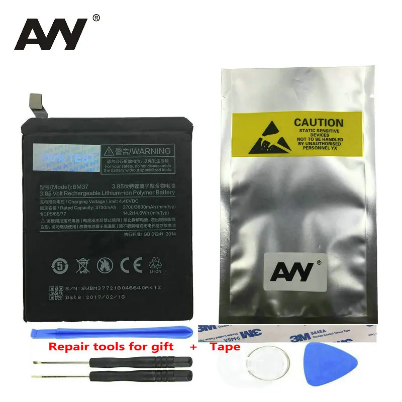 

AVY Battery BM37 For Xiaomi Mi 5S plus Mi5s plus Mobile Phone Replacement Rechargeable Batteries 3700mAh 3800mAh (Not For Mi5S)