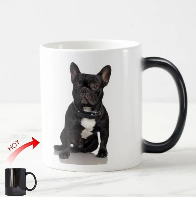 Забавный Французский бульдог кофейная кружка черный Frenchie бульдог Волшебные кружки креативные изменения цвета чашки для собак любимая подарки для питомца керамика - Цвет: French Bulldog