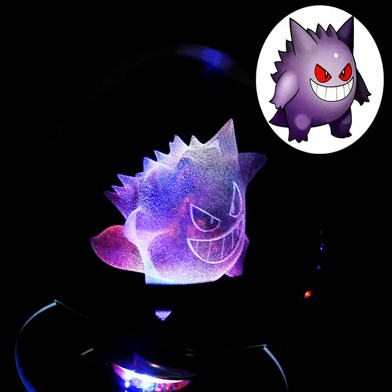 Geng ghost elves диаметр 5 см стеклянный Pokemon Pocket Monster Mewtwo 3D светодиодный ночник настольная лампа Usb СВЕТОДИОДНЫЙ светильник 3d светодиодный светильник - Испускаемый цвет: Diameter 5cm
