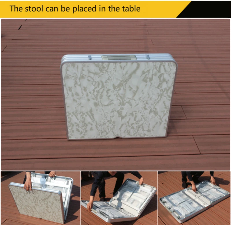 Portable Outdoor Table Foldable Multifunction Light Desk with Stool Camping Dining Table Household Simple Set of Desk and Chair