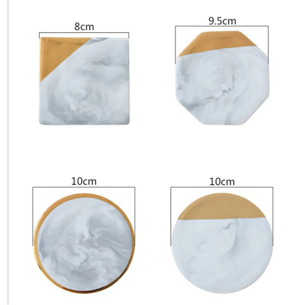 

1pcs Ceramic Cup Mat Gold Plated Marble Pattern Drink Coaster Coffee Tea Pad Table Placemats Table Decoration Accessories