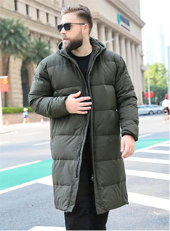 Модная трендовая Мужская XL-10XL большого размера свободная длинная хлопковая зимняя теплая куртка до колена с капюшоном подходит для 175 кг мужская одежда - Цвет: Green