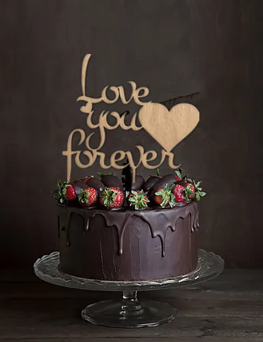&quotLove You Forever&quot деревянный свадебный торт Топпер для помолвки/юбилея/дня рождения