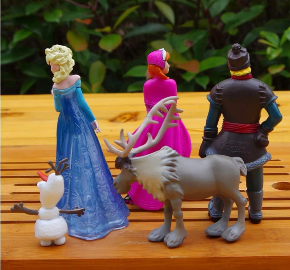 Disney Frozen Princess 5pcs/Lot 5-10cm Anna Elsa Action Figures Kristoff Sven Olaf Pvc Model Dolls Collection Birthday Gift Toys