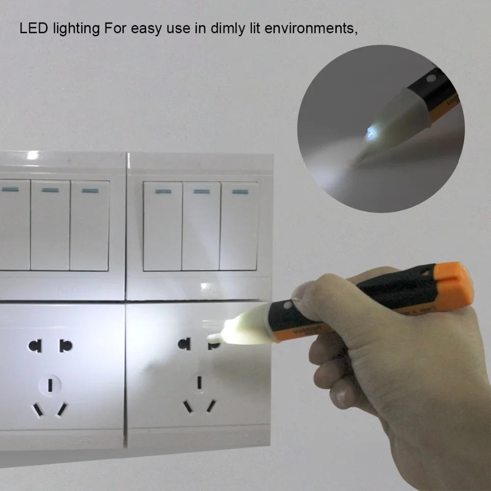 

Compact LED Light Voltage Alert Pen Safety Electric Socket Wall AC Power Outlet Voltage Detector Sensor Tester tool 90-1000V