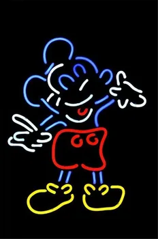 

NEON SIGN For Mouse & Minnie LOGO Signboard REAL GLASS BEER BAR PUB display outdoor Light Signs 17*14"