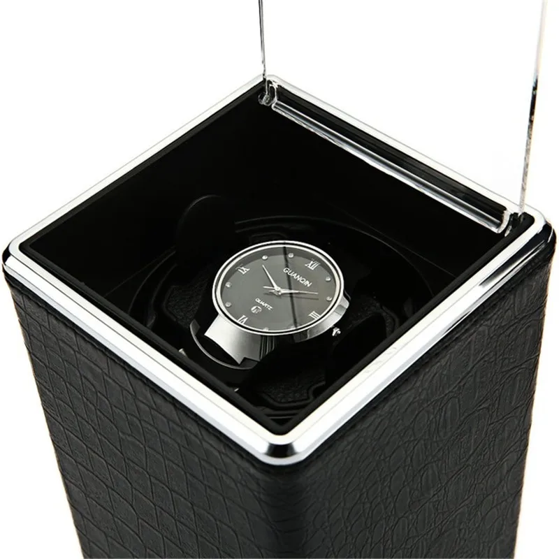 

Automatic Rotation Watch Box Winder Display Boxes Transparent Cover Jewelry Storage Organizer US Plug Caixa De Relogios