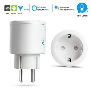 

Mini Smart EU Plug Wifi Control power 16A Socket Energy Monitoring Timer Switch Voice Control Works with Alexa Google and IFTTT