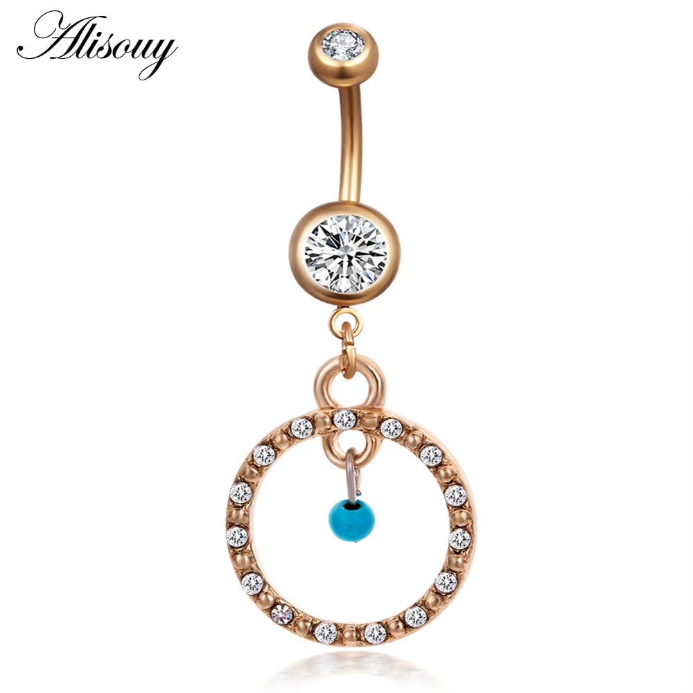 Love Heart Belly Button Rings Bar Gold Color Surgical Steel Navel Piercing Sexy Body Jewelry for Women CZ Navel Piercing rings - Окраска металла: EM0622