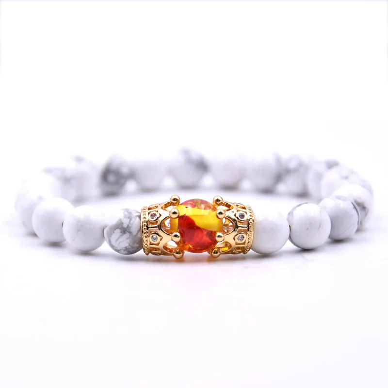 

2018 Hot Trendy Lava Stone Pave CZ Golden double Crown Charm Bracelet For Men Or Women Bracelet Jewelry hombres Pulseira