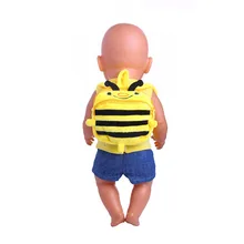 Cute honeybee backpack for 43cm baby born Zapf dolls, children’s best birthday gift n330