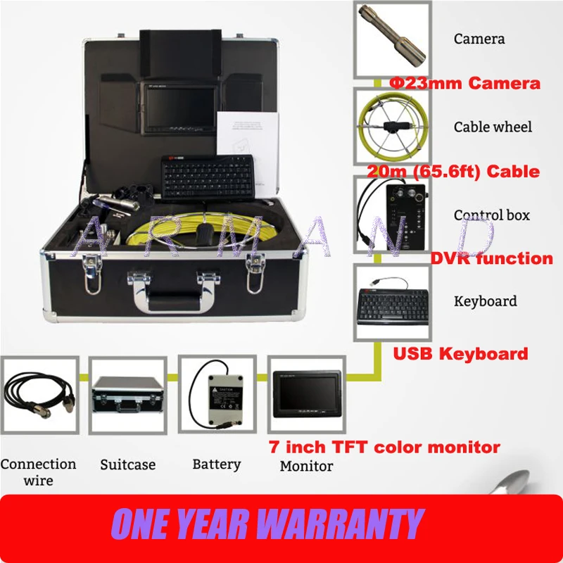 Воздуховод контрольные инструменты видео камера для канализации для трубы настенный осмотр DVR и монитор 710DK 8 Гб sd-карта