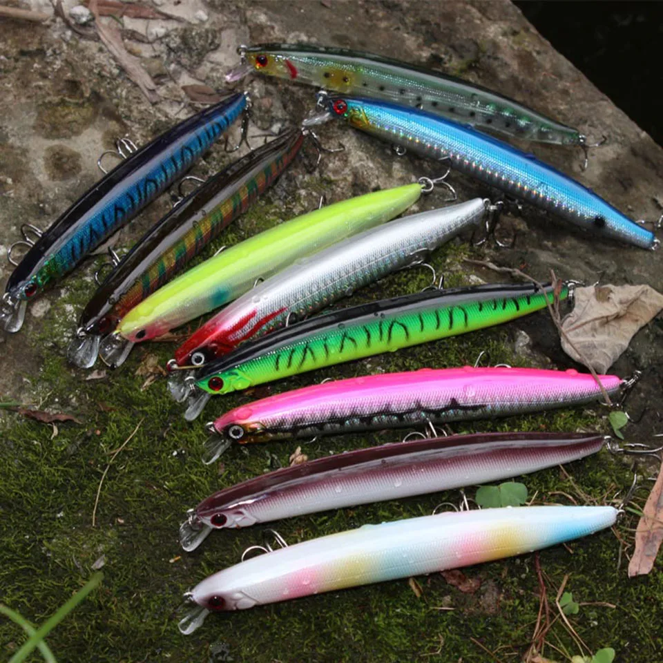 

10Pcs/Lot 13.8cm 19g Fishing Lure Sinking Minnow Artificial Bait 0-3M Hard Plastic lure Hooks wobblers 3D eyes