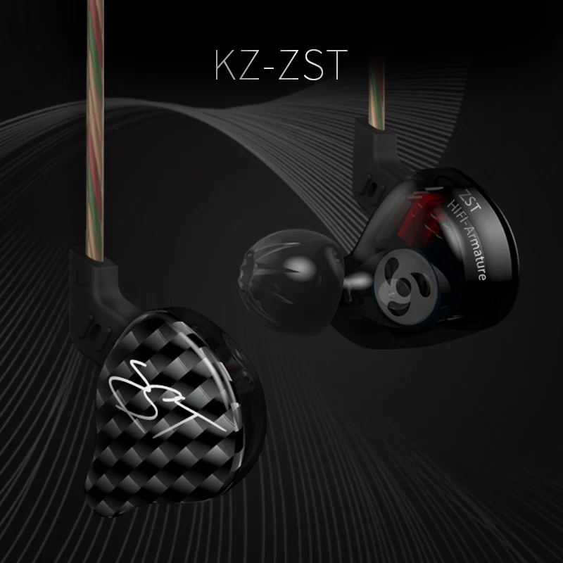 KZ ZST в ухо наушник Hybrid Drive мониторы Наушники Hi Fi наушники с микрофоном заменить