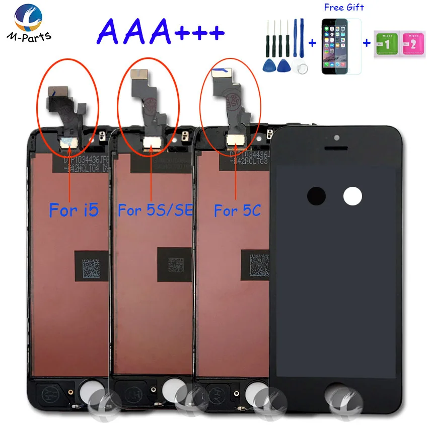 

AAA+++ Quality Black / White LCD Touch Screen Digitizer Assembly For iPhone 5 5S 5C SE Display Replacement + free gfit