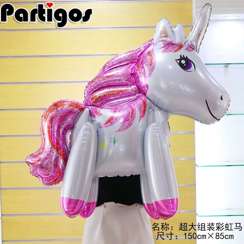 

1pc 150*85cm large size 3D unicorn balloons Magical Unicorn Airwalker Foil Mylar Balloon Baby Shower Birthday Party Decors