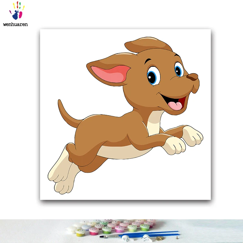 DIY картинки для раскраски по номерам с цветами Мультяшные маленькие животные картина Рисование по номерам в рамке дома - Цвет: 7174