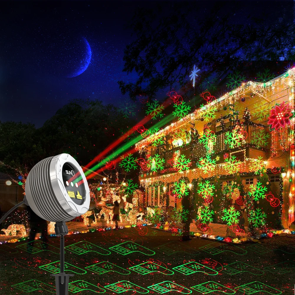 SUNY Рождественский лазерный светильник декоративный водонепроницаемый проектор 16 рождественские прекрасные узоры красные статические звезды лазерные огни 3 отверстия