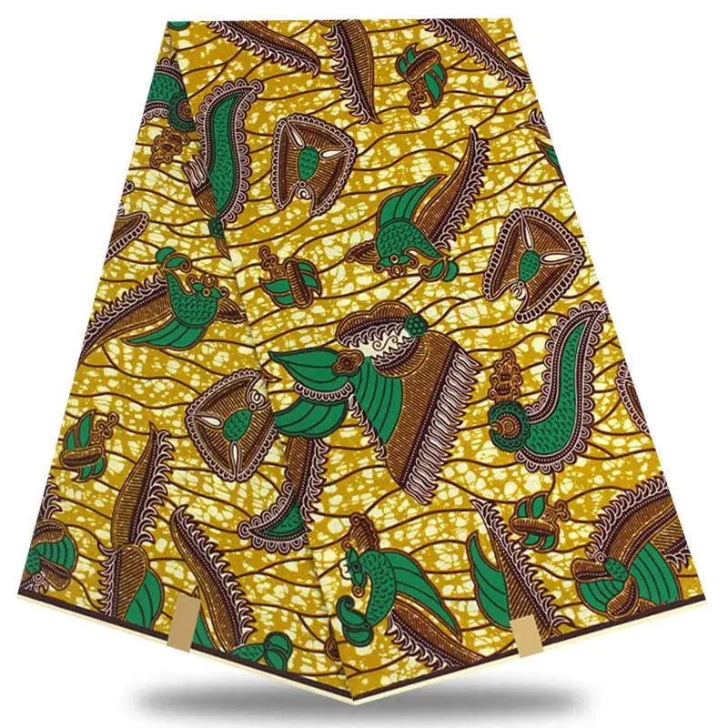 

Fashion Design Yellow African Printed Dutch wax Fabric High Quality Dutch African 100% Cotton Dutch wax E012