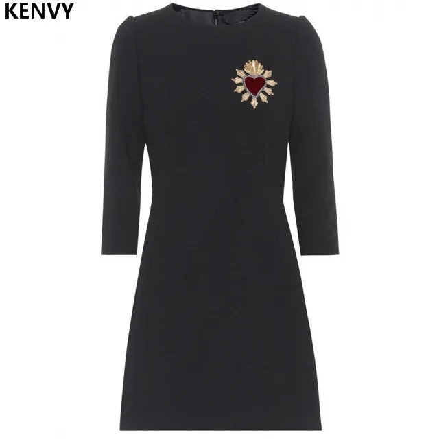 KENVY Брендовое высококачественное модное женское винтажное элегантное осеннее весеннее платье с вышивкой и круглым вырезом