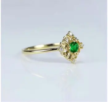 

100% 925 sterling silver real Natural green Emerald Rings fine Jewelry gift women trendy open wholesale new 4*4mm xhfj040402agml