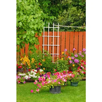 

Laeacco Spring Green Leaves Grassland Flower Plank Fence Portrait Natural Scene Photo Background Photo Backdrop For Photo Studio