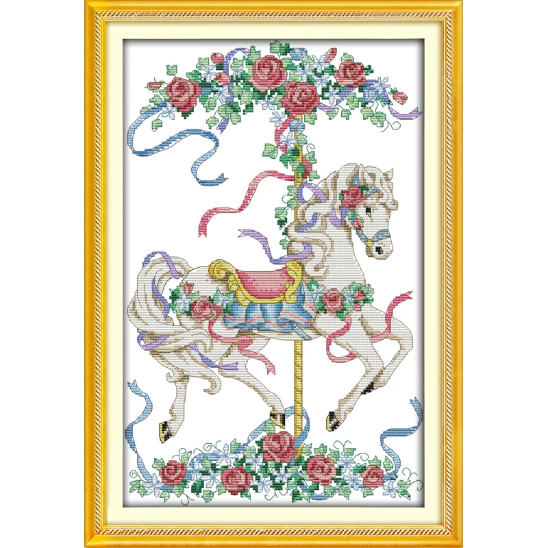 

Everlasting love Rose Trojan Chinese cross stitch kits Ecological cotton stamped printed 11CT DIY new year decorations for home