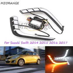 2 шт. автомобильный мигающий дневной свет DRL дневные ходовые огни для Suzuki Swift 2014 2015-2017 с желтым поворотным сигналом противотуманная фара