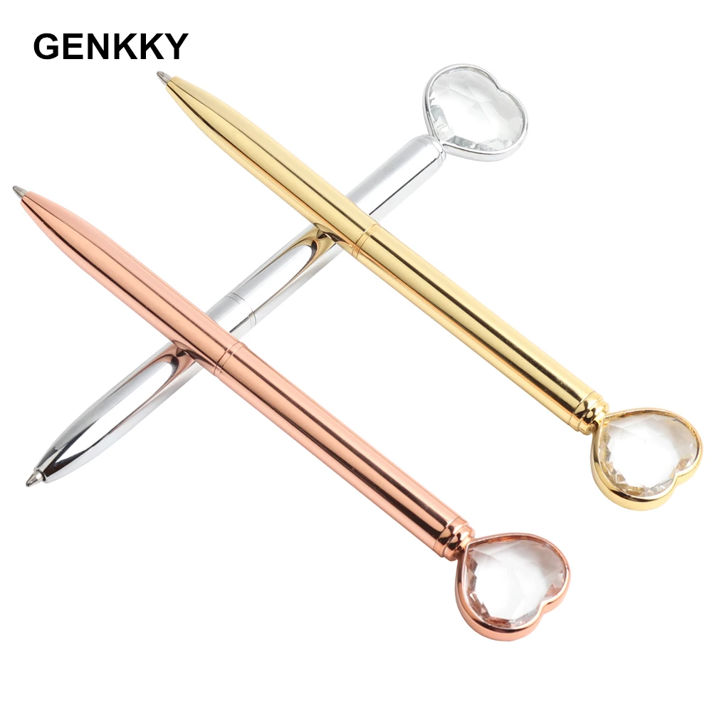 Genkky Big diamond Pen Heart-shaped Scepter Ballpoint Pens For School Office Gift Stationery Metal Material High-grade Ball Pens 3
