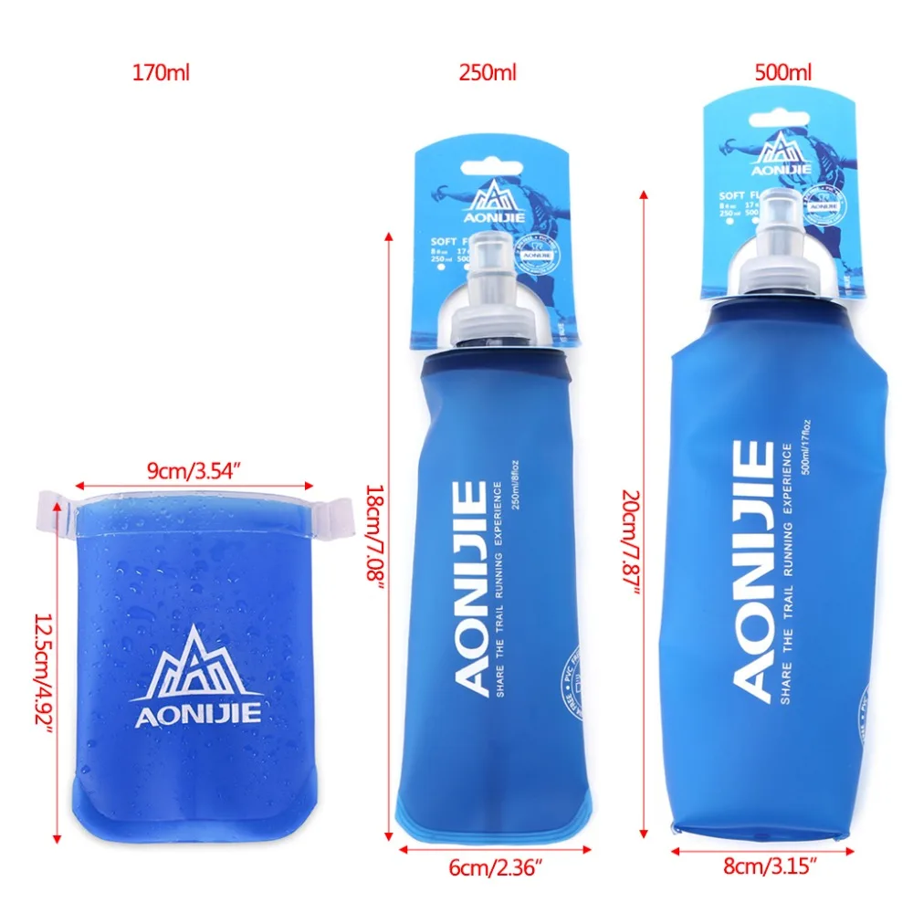 Foldable Folding Soft Flask Squeeze Outdoor Sports Running Water Bottle