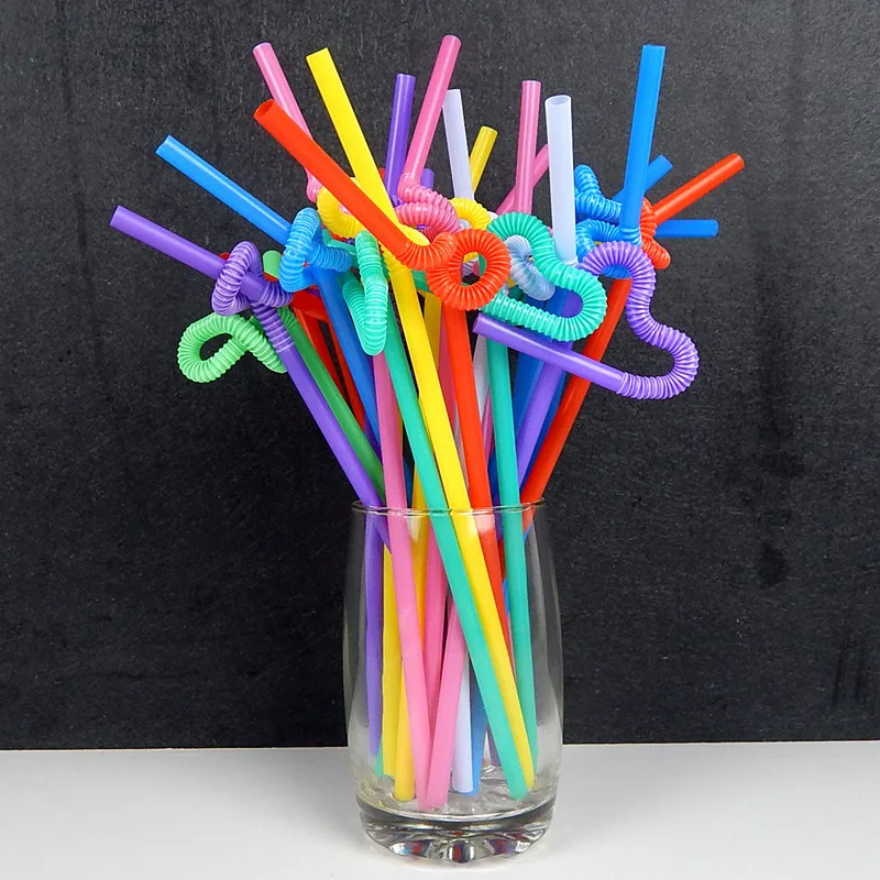

Newly Disposable Straws Bendable Juice Drinking Flexible 26cm Safe For Home Party Bar TE889