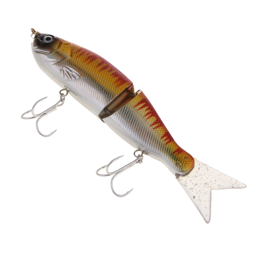 Artificial Bait Fishing 2-Section Multi Jointed Fishing Lures Swimbait with 2 Treble Hooks Minnow Crankbait Artficial Soft Bait
