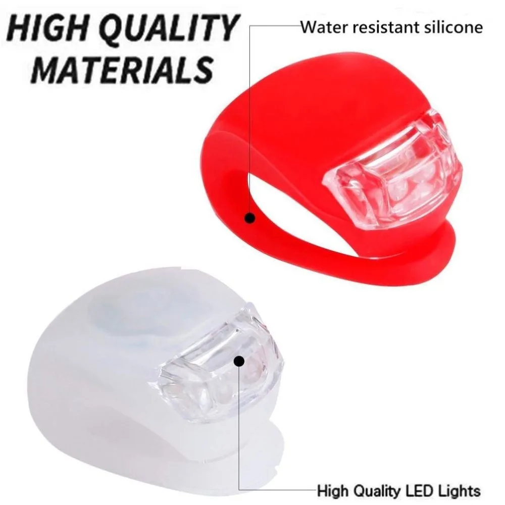 Waterproof LED Bike Bicycle Light Lamp Sets Mini Silicone Headlight Strobe Cycling Warning Taillight Taillamps Accessories (4)