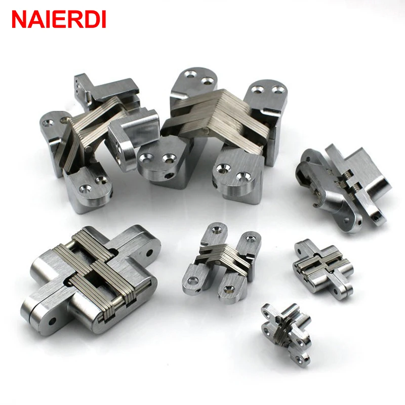 

NAIERDI-4010 304 Stainless Steel Hidden Hinges 25x117MM Invisible Concealed Folding Door Hinge With Screw For Furniture Hardware