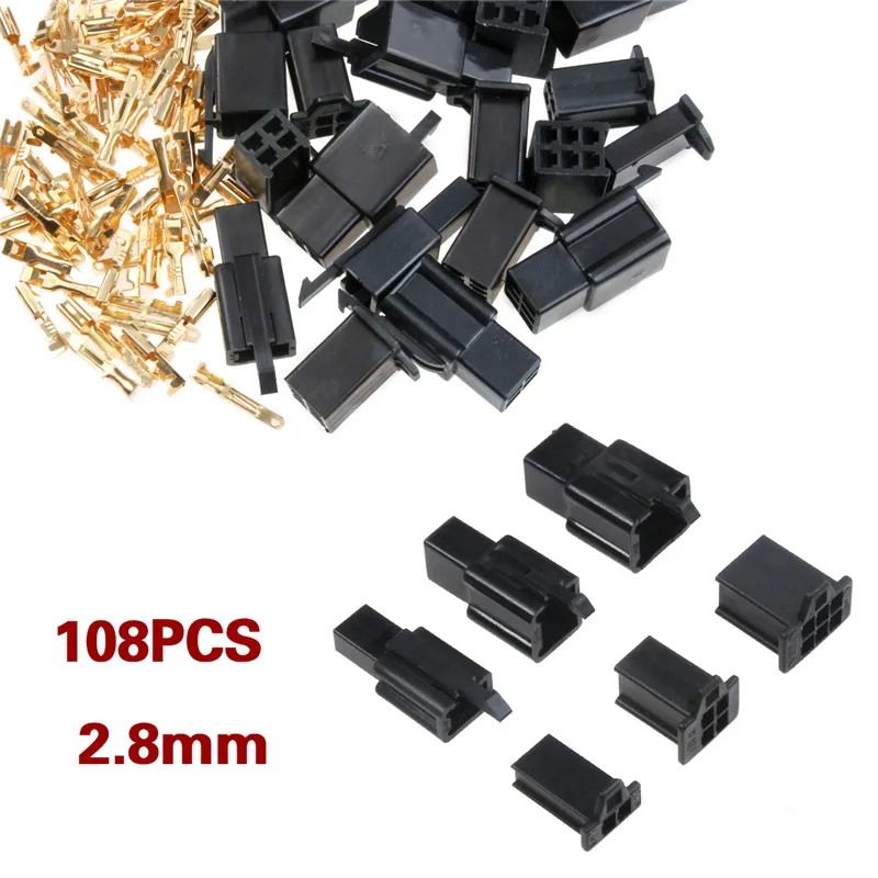 

108Pcs 2/3/4/6/9 pin 2.8mm Automotive Electrical wire Connector Male Female Cable Terminal Plug Kit For Motorcycle ebike car