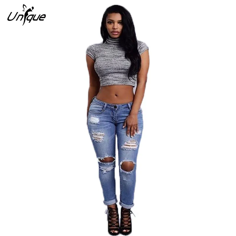 Autumn Winter ripped jeans for women Pants Cool Denim Vintage Straight Jeans For Girl Mid Waist Casual RS157 |