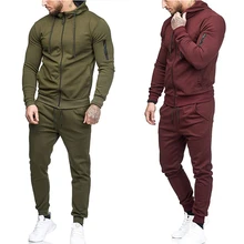 2019 New Men Sports Suit Joggers Suit Hoodies Jacket+Pants Sweatsuit Two Piece Sets Tracksuit Sportswear Man Gym Clothing M-3XL