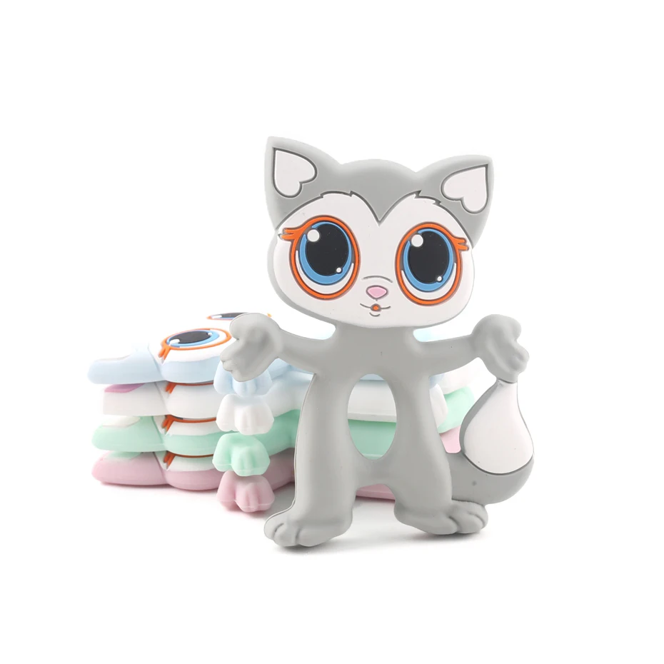

1PC Baby Teether Silicone Big Eye Cat Rodents Cute Silicone Teether DIY Nursing Necklace Pacifier Chain Pendant For Baby Product