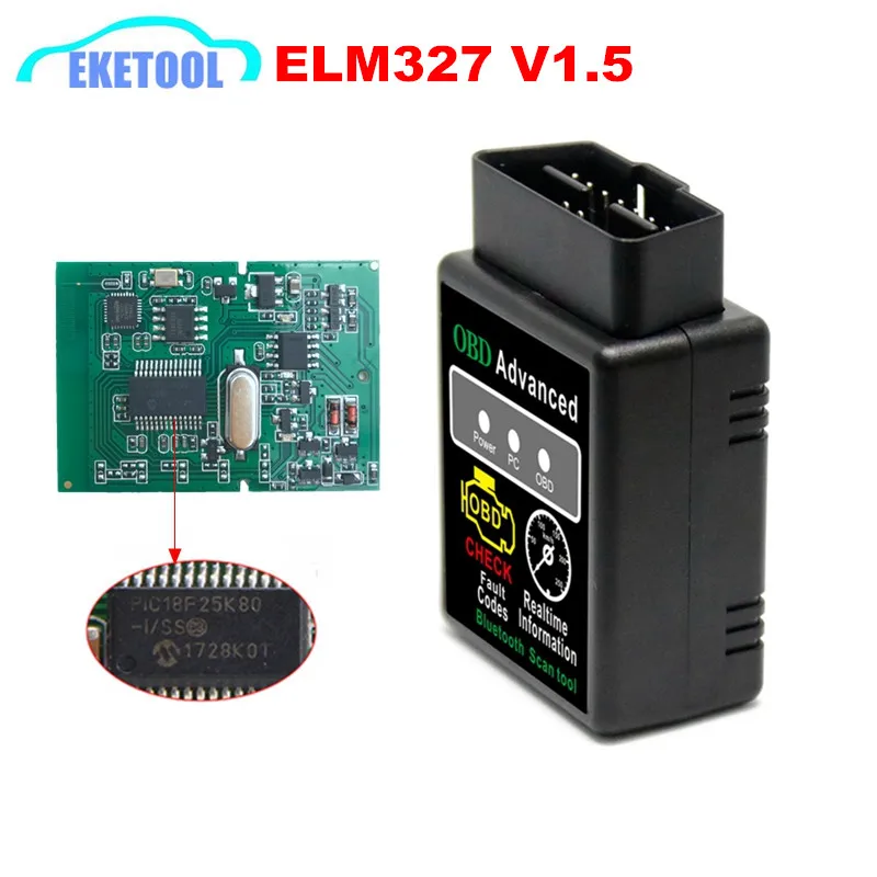 Новый Расширенный сканер OBD ELM327 V1.5 Bluetooth работает на Android/Windows PIC18F25K80 оборудование