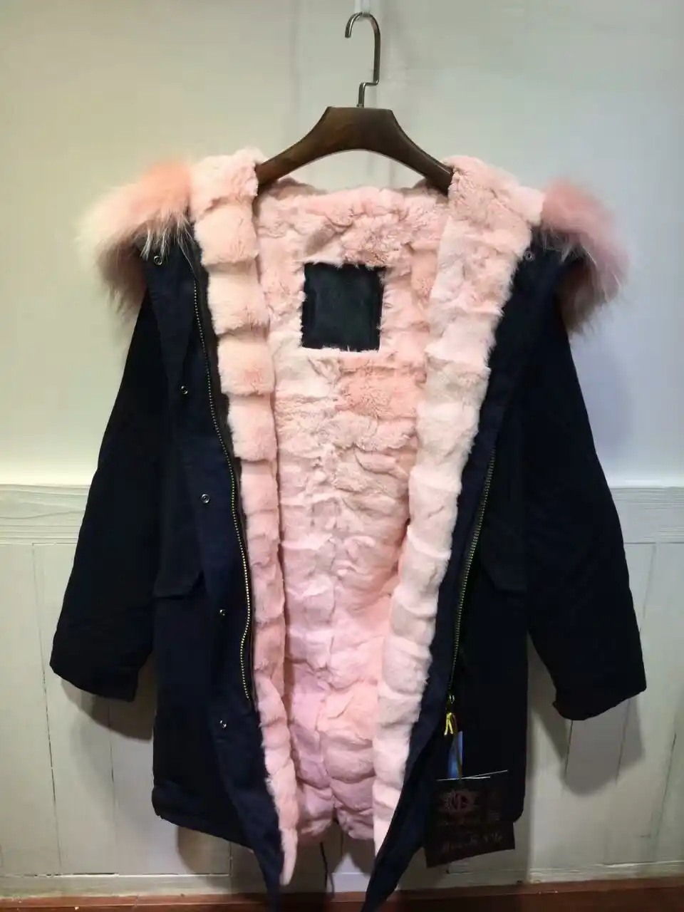 pink fur lined parka