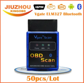 

50pcs DHL Free 2016 Vgate elm327 V2.1 MINI ELM 327 Bluetooth Scan OBD2 /obd 2 diagnostic-tool Works on Android Symbian Windows