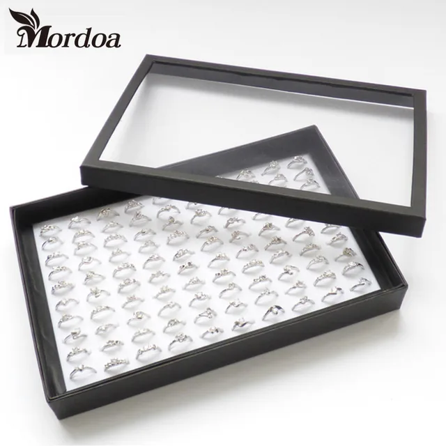 Black Border White Sponge 100 Slots Finger Ring Storage Ear Stud Black Border White Sponge 100 Slots Finger Ring Storage Ear Stud Display Box Organizer Show Case
