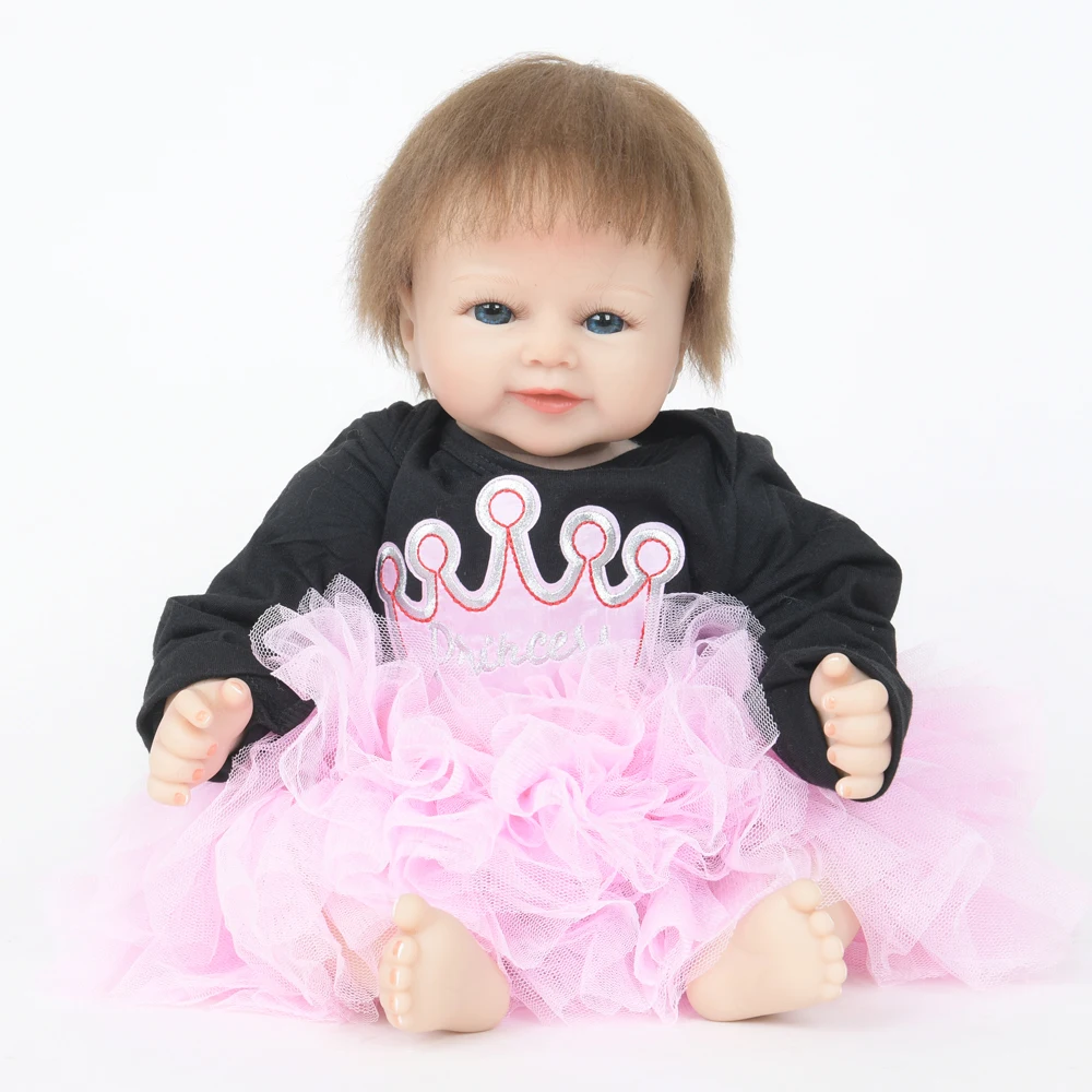 

New Design 22 Inch Silicone Reborn Baby Dolls Mohair Eco-friendly PP Cotton Body Reborn Baby Christmas Dolls Toys for Kids